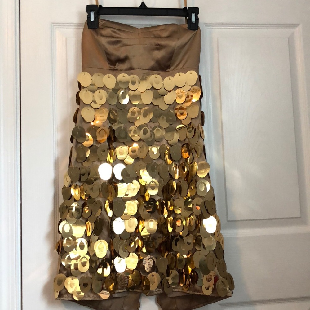 Express Strapless Brand New Gold Dress